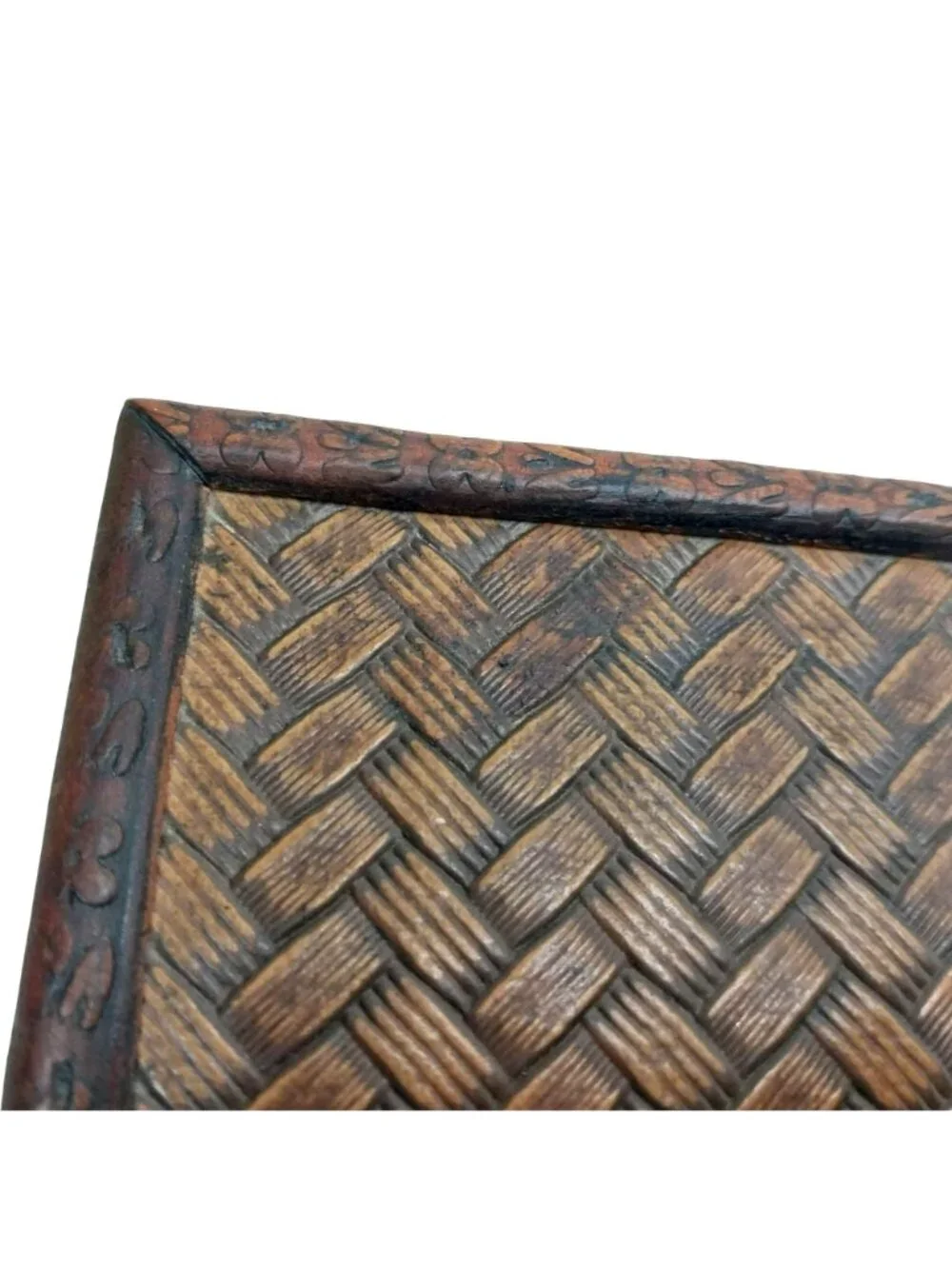 Vintage Decorative Woven Wooden Treasure Chest Storage Trinket Box Antique Style